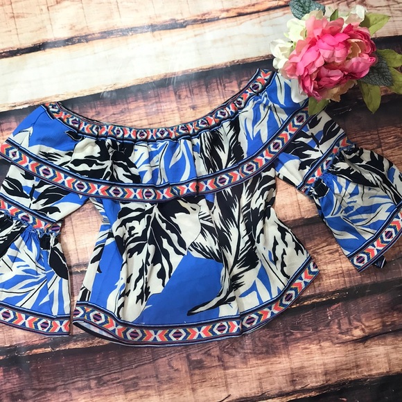 Tops - << Colorful Flouncy Bell Sleeve Off Shoulder Top >